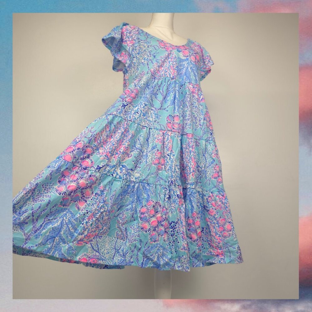 NWOT Lilly Pulitzer Kawai Flutter Sleeve Blue Ibiza Now You Sea Me M,L,XL - Picture 6 of 16